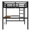 Metal Full XL Size Loft Bed With Power Outlet And LED Lighted, Space-Saving, Noise Reduced, Black