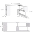 L-Shaped Desk 55 360 Rotating White Corner Computer Workstation With Storage