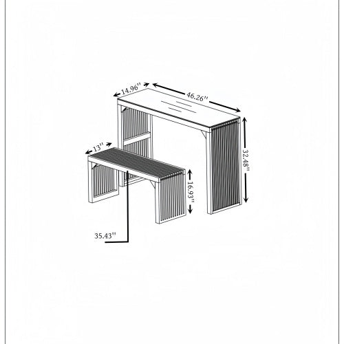 Dining Bench And Table, Pine Indoor Wood Bench For Entryway,Living Room,Kitchen And Bedroom Table And Bench Set  Nature, Long Bench  Table Tempered Glass Included