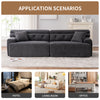 LY-029 GRAY COMPRESSION SOFA 4-seater Combined Sofa, Wood Grain Chenille Fabric, Full Sponge Compression Sofa,combined Sofa With 2 Pillows For Living  Home Furniture  Apartment