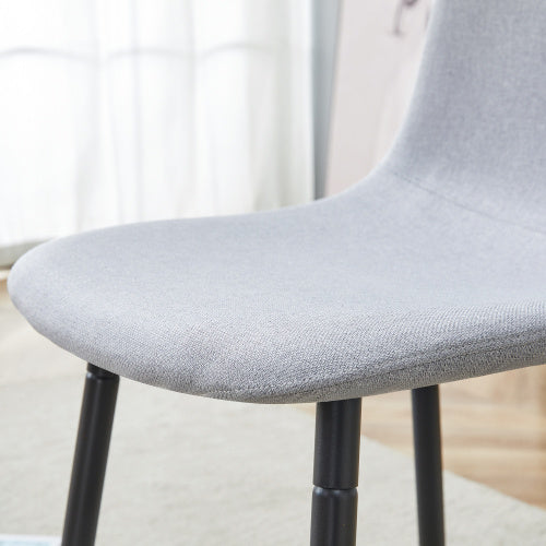 Comfortable Linen-Cotton Dining Chair Set - Six Pieces In Light Gray.Integrated Seat And Backrest,Linen-Cotton Material,Modern Home Matching.