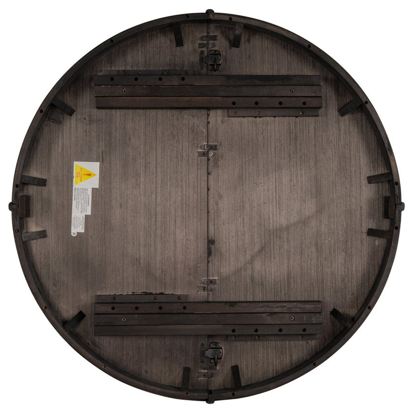 TREXM Farmhouse Extendable Round Dining Table With 16 Leaf Natural Wood