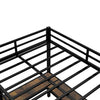Full XL Metal Loft Bed With Desk And Shelves, Loft Bed With Ladder And Guardrails, Loft Bed Frame For Bedroom, Black