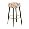 Counter Height Bar Stools Set Of 2, PU Kitchen Stools Upholstered Dining Chair Stools 24 Inches Height With Golden Footrest For Kitchen Island Coffee Shop Bar Home Balcony Silver Leaves Velvet