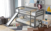 Gray Twin Twin Bunk Bed Convertible Slide Ladder