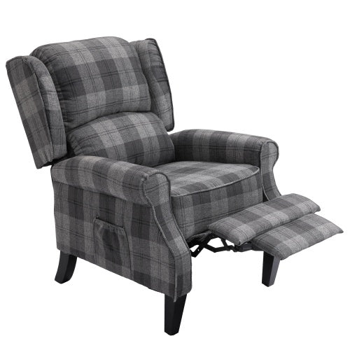 Vintage Armchair Sofa Comfortable Upholstered Leisure Chair  Recliner Chair For Living Room Grey Check