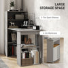 Compact Computer Desk With 6-Tier Storage Shelves, Writing Table Workstation With Bookshelf For Home Office, Gray