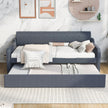 Twin Upholstered DayBed With Trundle & USB, Adjustable, Gray - 80 Characters