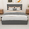 Queen Size Bed Frame With Storage - Lift Up Storage Bed With Modern Wingback Headboard, USB Ports