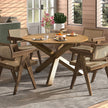 47 Inches Round Dining Table With Solid Acacia Wood Legs For 4-6 Person