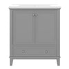 30 Bathroom Vanity With Sink Combo, Multi-functional Bathroom Cabinet With Doors And Drawer, Solid Frame And MDF Board, Grey