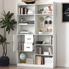 Bookshelf And Bookcase With Pegboard And Drawer, 9 Cubby Display Book Shelves, Modern Wide Wood Shelving Unit For Living Room, White