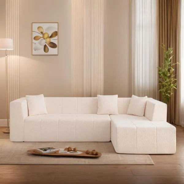 Modular L-Shaped Sectional Floor Couch, Deep Seat Tufted Comfy Sofa Set With Chaise For Living Room