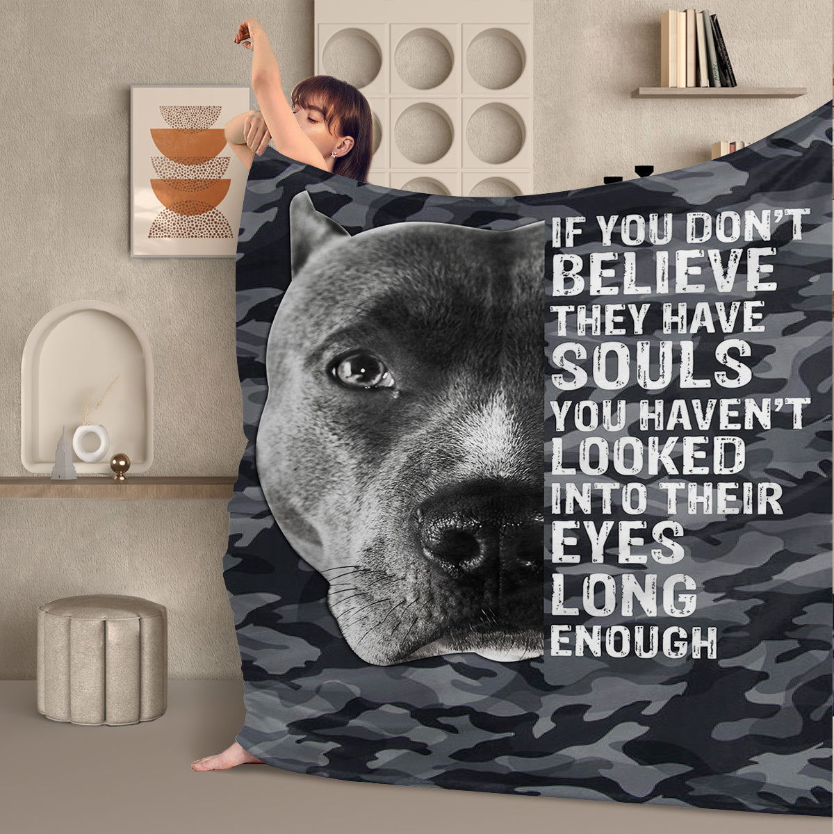 Black Dog Printed Flannel Throw Blanket Gray Camouflage Pattern Pattern Bedspread Cover Soft Lightweight For Home Bedroom Decor Festival Gifts 60x80 Inches