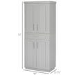 Modern Freestanding Kitchen Pantry Cabinet Cupboard With Doors And Drawer, Adjustable Shelving, Gray