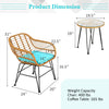 3 Pieces Rattan Furniture Set With Cushioned Chair Table