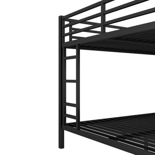 Metal Queen Over Queen Bunk Bed For Teens And Adults,Space Saving Noise Reduced No Box Spring Needed, Black