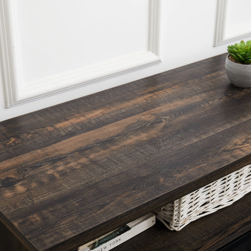 Media Console Table With Storage Cabinet, Mid Century Style Entertainment TV Table, Multipurpose Sliding Door TV Cabinet Large Storage Space,