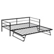 Twin Size Metal Daybed With Adjustable Trundle Up Trundle, Black