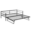 Twin Size Metal Daybed With Adjustable Trundle Up Trundle, Black