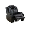 Black Breathing Leather 3-Piece Living Room Recliner Sofa Set--Self-delivery Only