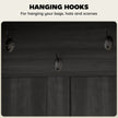 3-in-1 Hall Tree With Shoe Storage, Coat Rack With Bench, Entryway Furniture With Five Hooks, Black Wood Grain
