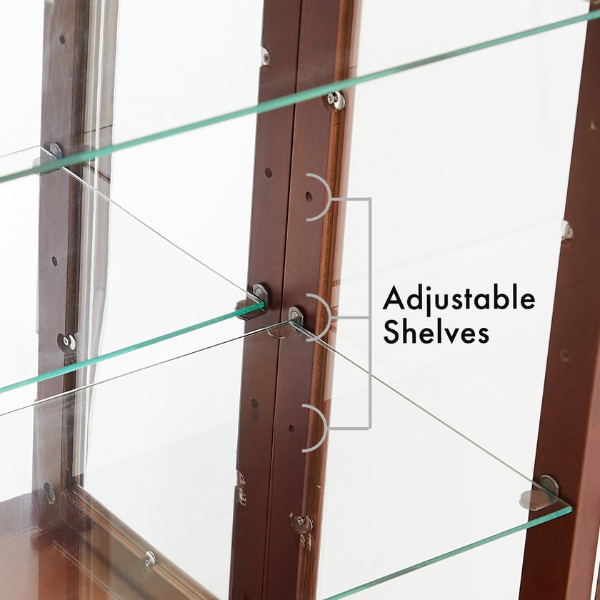 Display Cabinet With Adjustable Shelf And Mirrored Back Panel