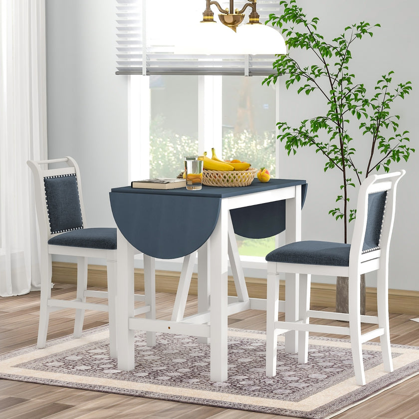 TOPMAX 3-Piece Wood Counter Height Dining Set With 2 Upholstered Chairs