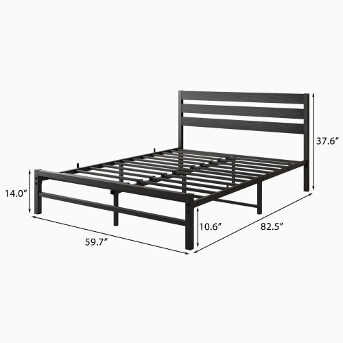 Queen Size Platform Bed Frame With Wooden Headboard, Under Bed Storage, Non-Slip, Noise Free, Easy Assembly, Black