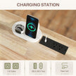 Kitchen Island On Wheels With Drop Leaf, Charging Station, Rolling Kitchen Cart With Wood Top, Adjustable Shelf, Blue