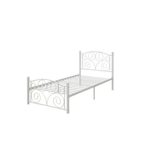 Twin Size Unique Flower Sturdy System Metal Bed Frame With Headboard And Footboard