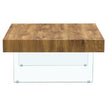 Natural Style Square MDF Coffee Table  31.5x31.5 With Tempered Glass Legs.Density Board Sticker,Reinforced Glass