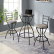 3 Bar Table And Chairs Set For Dining Room Industrial Counter Height Bar Chairs With Metal Back, Fabric Seat