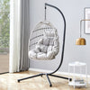 GRHeavy-Duty Iron Hanging Chair With Wicker Weave   Single Person Swing For Indoor  Outdoor Gray