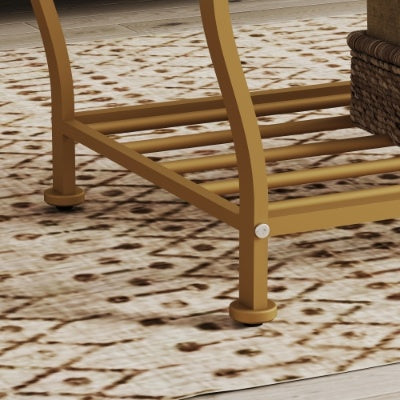 Tempered Glass Surface 3-Piece Coffee Table Set Decor Rectangle Coffee Table With 2 Square End Side Table Unique Design Coffee Table With Sturdy Construction For Living Room  Elegant Gold