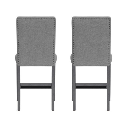 Wallace Bay Zeph Gray Upholstered Barstools, Set Of 2