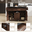 K&K Kitchen Island With Trash Can Storage Cabinet, Kitchen Cart With Drop Leaf, Spice Rack, Towel Ra