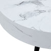 31.5 White Marble-Patterned MDF Round Coffee Table With Black Metal Legs.Adjustable Feet,Coffee Table,Round Table Design,MDF Material,White Marble Pattern.