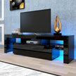 Modern Black TV Stand, 20 Colors LED TV Stand W Remote Control Lights