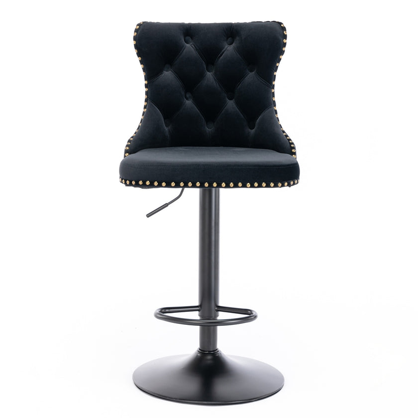A A Swivel Velvet Barstools Adjustable Seat Height 25-33, Modern, 17.7  Base