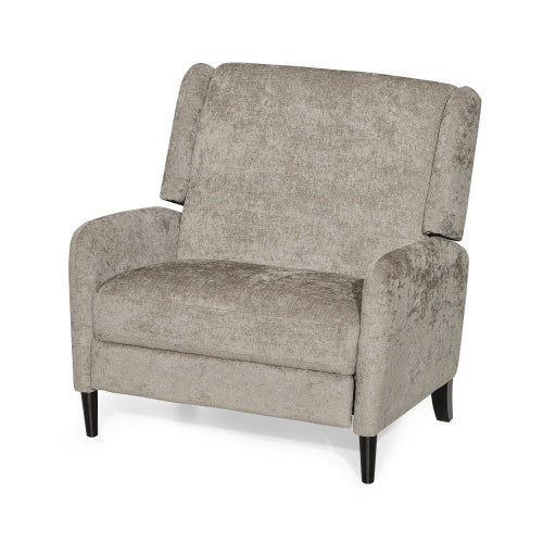 Oversized Textured Fabric Pushback Recliner Dark Beige And Dark Brown