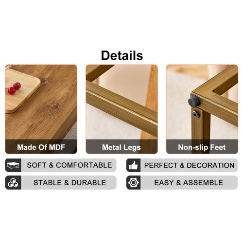Modern Rectangular Coffee Table, Dining Table. MDF Desktop With Metal Legs. Suitable For Restaurants And Living Rooms. The Size  31.5x31.5x14.37