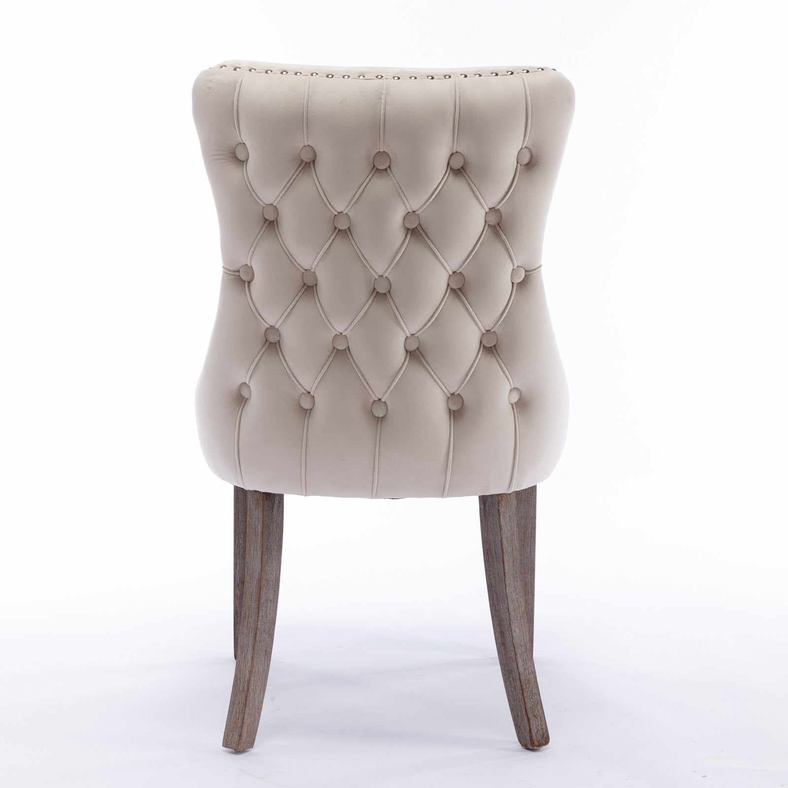 A A Upholstered Wing-Back Chair With Nailhead Trim & Solid Wood Leg