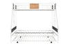 Metal Twin Over Full Bunk Bed With Trundle, Heavy-Duty, Noise Reduced, Guardrail