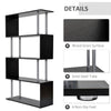 5-Tier Bookcase S-Shaped Wooden Storage Shelf Modern Decorative For Home And Office Black
