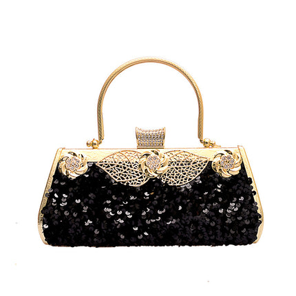 Metal Handbag With Diamond Banquet Clutch