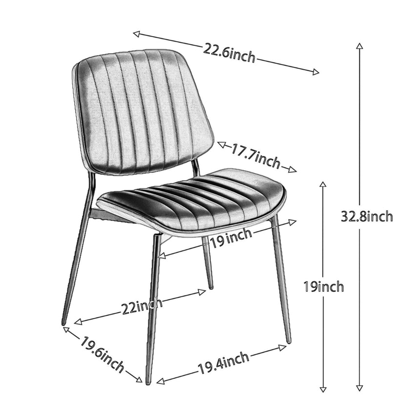 A&A Furniture, Dining Chairs Set Of 2 Mid Century Modern Retro Faux Leather Chair With Walnut Bentwo