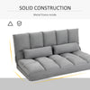 Folding Upholstered Couch Bed Gray Convertible Floor Sofa Chair Metal Frame Pillows