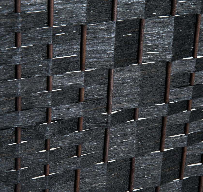 4 Panel Wicker Room Divider Folding Privacy Screen 6' Tall Black