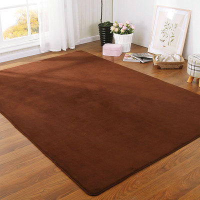 Thickened Solid Color Pattern Coral Fleece Carpet Modern Home Living Room Bedroom Bedside Tatami Crawling Mat Full-covered